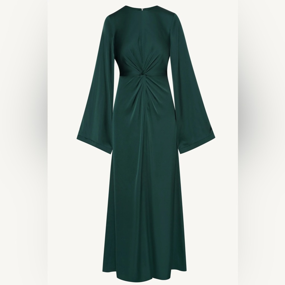 Veiled Collection Duha Satin Twist Front Maxi Dress - Emerald